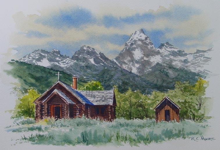 Watercolor Painting of Chapel of the Transfiguration by Richard Moore