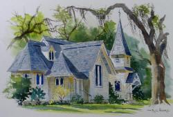 Christ's Church, Federica Georgia - Watercolor Painting by Richard Moore