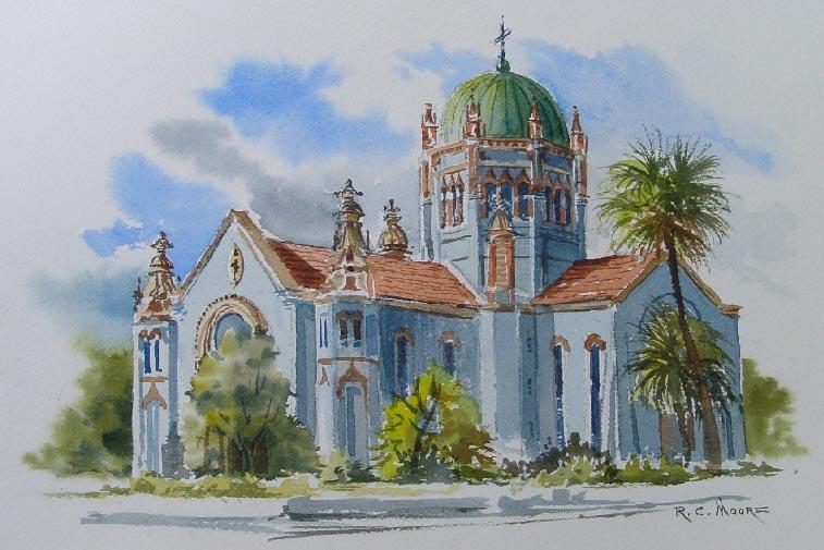 Watercolor Painting of Flagler Memorial Presbyterian Church, Saint Augustine Flordia