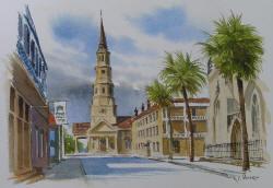 Watercolor Painting of Saint Phillip's Episcopal Church by Richard Moore