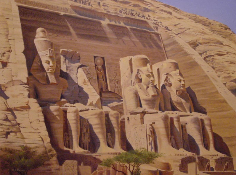 Oil Painting Abu Simbel, Nubia Egypt