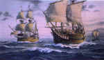 Oil Painting of the Jamestown Ships