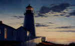 Oil Painting of Pemaquid Lighthouse at Sunrise, Maine USA