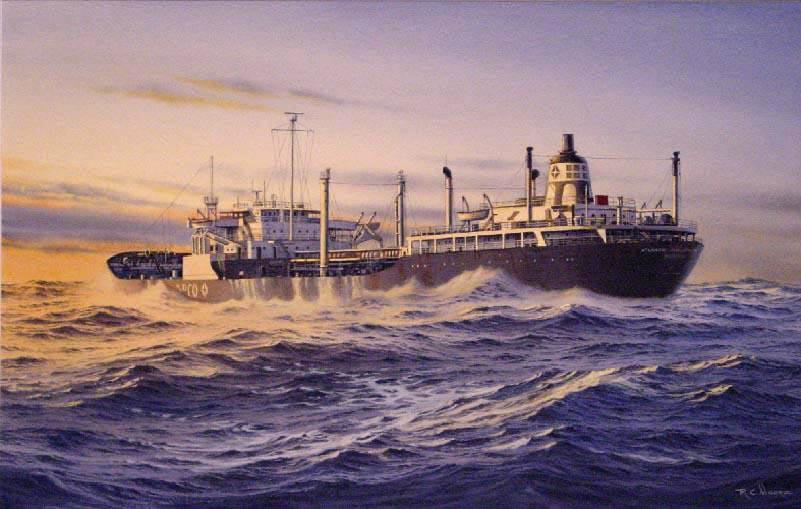 ARCO Tanker Atlantic Challenger - Watercolor Painting by Richard Moore