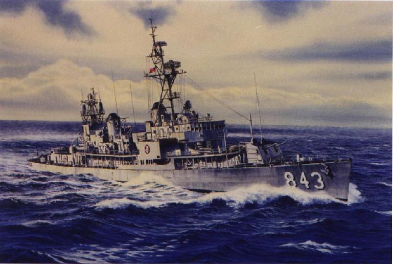 USS Warrington - Watercolor Painting by Richard Moore