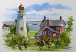 Old Point Comfort Lighthouse - Watercolor Painting by Richard Moore