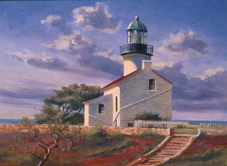 Oil Painting Old Point Loma Lighthouse, San Diego California