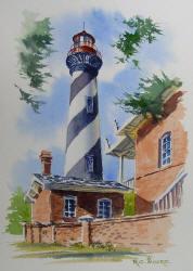 Saint Augustine Lighthouse - Watercolor Painting by Richard Moore