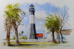 Tybee Island Lighthouse - Watercolor Painting by Richard Moore