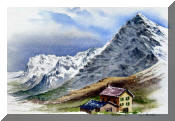 Watercolor Painting of Swiss Alps