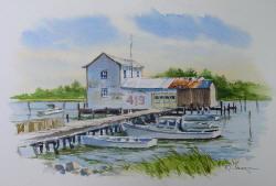 Back Cove in Poquoson Virginia - Painting by Richard Moore