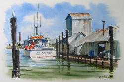 Tuna Boat Barnegat Light - Watercolor Painting by Richard Moore
