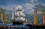 Oil Painting of Captain Cook Arriving in America