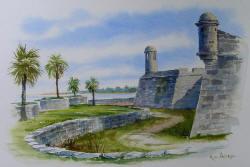 Castillo de San Marco - Watercolor by Richard Moore